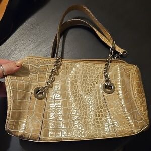 Nine West Tan Crocodile-Embossed Shoulder Bag
